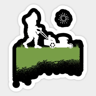 Bigfoot, the Lawn Mowing Sasquatch: Taming and Cutting Grass Sticker